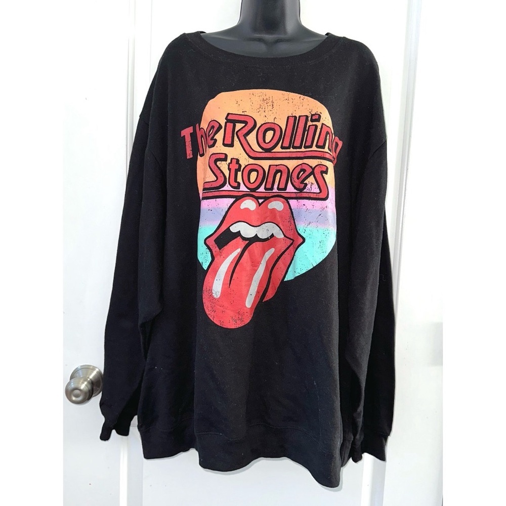Rolling Stones Black Crew Neck Swetashirt Lightweight - Picture 3 of 5